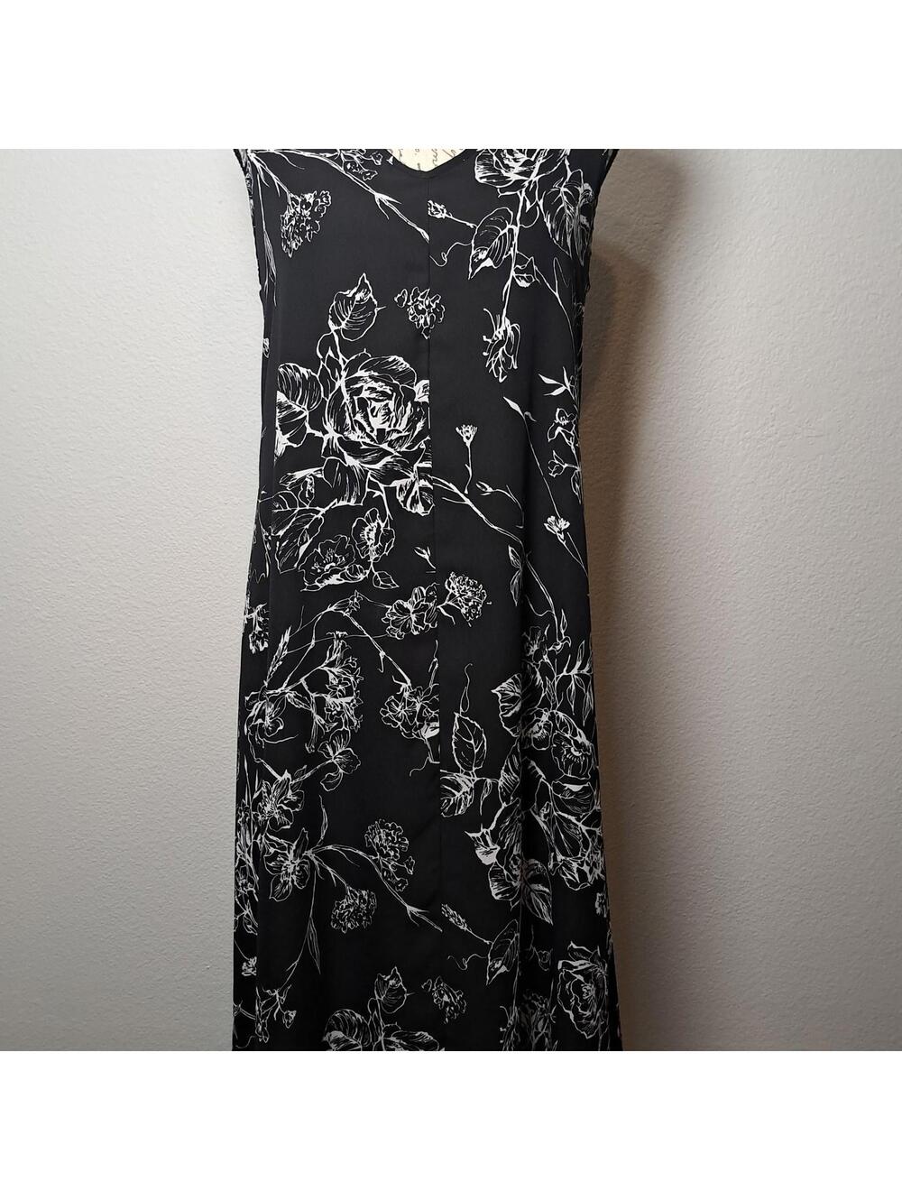 Grace elements Black Dress Womens M Chiffon Floral Sheath Slip Sleeveless